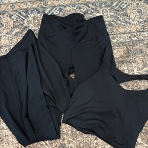 Fabletics Black Leggings and Sports Bra Set